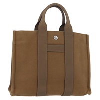 エルメス HERMES サックアーネPM ハンドバッグ キャンバス ベージュ シルバー レディース mr2287A