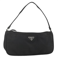 プラダ PRADA ハンドバッグ ハンドポーチ ナイロン ブラック シルバー レディース SW2226A