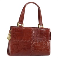 サンローラン SAINT LAURENT ハンドバッグ エンボスレザー ブラウン ゴールド レディース yk20191A