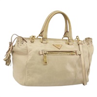 プラダ PRADA ハンドバッグ レザー 2way ベージュ ゴールド レディース YKZ047A