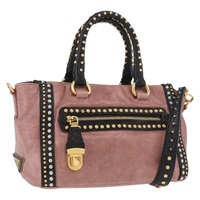 プラダ PRADA クラクリュール ハンドバッグ レザー 2way ピンク ゴールド レディース YKZ498A