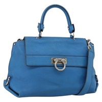 サルヴァトーレフェラガモ Salvatore Ferragamo ソフィア ハンドバッグ ガンチーニ レザー 2way ブルー シルバー レディース BA11921A