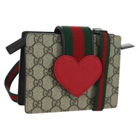 グッチ GUCCI ショルダーバッグ チルドレンズ GGスプリーム ウェブシェリーライン PVC ベージュ 793830 レディース AMZ409M