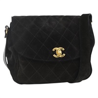 シャネル CHANEL ショルダーバッグ マトラッセ スエード ブラック ゴールド レディース BAZ547SAV