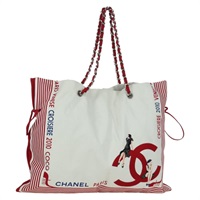 シャネル CHANEL ショルダーバッグ チェーン コットン ホワイト シルバー レディース BSZ544SAV