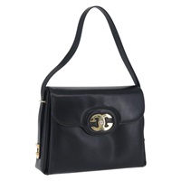 グッチ GUCCI ショルダーバッグ レザー ネイビー ゴールド レディース ep13947V