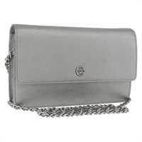 シャネル CHANEL ショルダーバッグ チェーンウォレット レザー シルバー レディース ka3340SAV