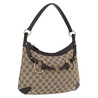 グッチ GUCCI ショルダーバッグ GGキャンバス ホースビット ベージュ ゴールド 114890 レディース ka3375SAV