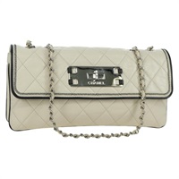 シャネル CHANEL マトラッセ 2.55 ショルダーバッグ チェーン ラムスキン アイボリー シルバー レディース YKZ599SAV