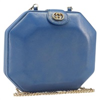 グッチ GUCCI ショルダーバッグ チェーン レザー ブルー ゴールド 431666 レディース AMZ036A