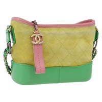 シャネル CHANEL ガブリエルドゥホーボー ショルダーバッグ チェーン スエード グリーン ゴールド レディース ka3407A