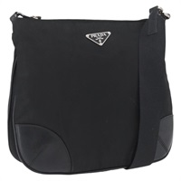 プラダ PRADA ショルダーバッグ ナイロン レザー シルバー ブラック レディース SW2177A