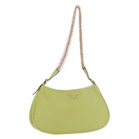 プラダ PRADA ショルダーバッグ チェーン ナイロン グリーン ゴールド レディース YKZ582A