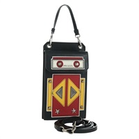 プラダ PRADA ショルダーバッグ ロボット サフィアーノレザー 2way ブラック シルバー レディース AMZ460SAV