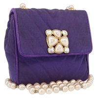 シャネル CHANEL ショルダーバッグ Vステッチ パール ナイロン パープル ゴールド レディース AMZ336A