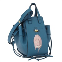 ロエベ LOEWE ハンモックドロースリングミニ　坊ネズミ&ハエドリ ハンドバッグ LOEWE × Studio Ghibli 千と千尋の神隠し レザー 2way ブルー レディース 167152SM