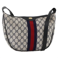 グッチ GUCCI ショルダーバッグ GGスプリーム シェリーライン PVC ネイビー ゴールド レディース 174198A