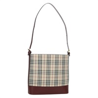 バーバリー BURBERRY ショルダーバッグ ノバチェック キャンバス レザー ベージュ ゴールド レディース am11153V