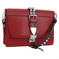 プラダ PRADA ショルダーバッグ エレクトラ スタッズ チェーン レザー レッド シルバー レディース am11175V