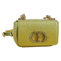 クリスチャンディオール Christian Dior ディオールカロ ショルダーバッグ カナージュ チェーン ビーズ イエロー ゴールド レディース BSZ692SAM
