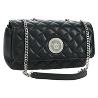 ジャンニ・ヴェルサーチ Gianni Versace ショルダーバッグ チェーン レザー ブラック ゴールド レディース hk3585M