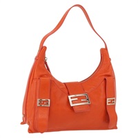 フェンディ FENDI マンマバゲット ショルダーバッグ レザー オレンジ ゴールド レディース mr2236V