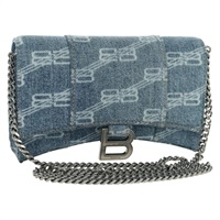 バレンシアガ BALENCIAGA ショルダーバッグ チェーン デニム ブルー シルバー 656050 レディース SW2270SM