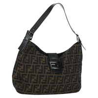 フェンディ FENDI マンマバゲット ショルダーバッグ ズッカキャンバス ブラウン ブラック レディース YKZ798SAV