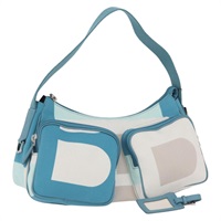 バリー BALLY ショルダーバッグ キャンバス ベイビーブルー シルバー レディース am11137A