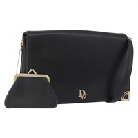 クリスチャンディオール Christian Dior ショルダーバッグ カーフスキン ブラック ゴールド レディース AMZ145A