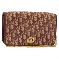 クリスチャンディオール Christian Dior ショルダーバッグ トロッターキャンバス チェーン レッド ゴールド レディース BA11742A