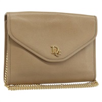 クリスチャンディオール Christian Dior ショルダーバッグ チェーン レザー ベージュ ゴールド レディース BA11746A