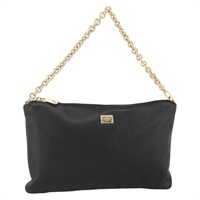 ドルチェアンドガッバーナ DOLCE&GABBANA ショルダーバッグ チェーンショルダーポーチ レザー ブラック ゴールド レディース BA11881A