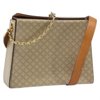 セリーヌ CELINE ショルダーバッグ マカダムキャンバス PVCレザー ベージュ ゴールド レディース BAZ620A