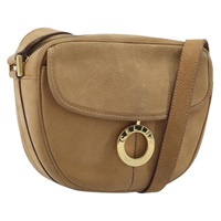 セリーヌ CELINE ショルダーバッグ レザー ベージュ ゴールド レディース BAZ624A