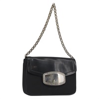 プラダ PRADA ショルダーバッグ チェーン ナイロン ブラック シルバー レディース BAZ748A