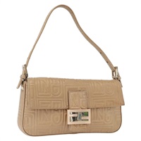 フェンディ FENDI マンマバゲット ショルダーバッグ レザー ベージュ ゴールド レディース BAZ786A
