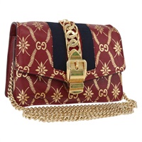 グッチ GUCCI ショルダーバッグ GGキャンバス シルヴィ シェリーライン チェーン レザー レッド ゴールド 494646 レディース BAZ806A