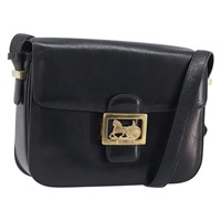 セリーヌ CELINE ショルダーバッグ レザー ブラック ゴールド レディース bs34227A