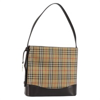 バーバリー BURBERRY ショルダーバッグ ノバチェック キャンバス レザー ベージュ ゴールド レディース ka3463A