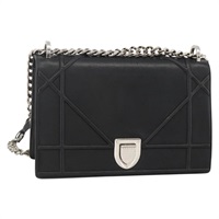 クリスチャンディオール Christian Dior ディオラマ ショルダーバッグ チェーン レザー ブラック シルバー レディース ka3476A