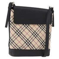 バーバリー BURBERRY ショルダーバッグ ノバチェック キャンバス ベージュ シルバー レディース mr2252A
