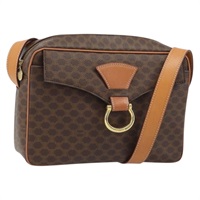 セリーヌ CELINE ショルダーバッグ マカダムキャンバス PVCレザー ブラウン ゴールド レディース mr2269A