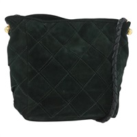 ボッテガヴェネタ BOTTEGAVENETA ショルダーバッグ イントレチャート スエード グリーン ゴールド レディース YKZ212A