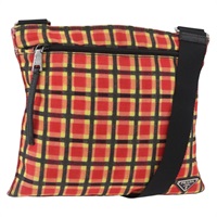 プラダ PRADA ショルダーバッグ コーティングキャンバス レッド シルバー レディース YKZ305A