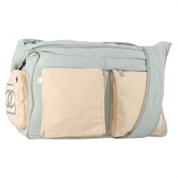 シャネル CHANEL ショルダーバッグ シャネルスポーツ ナイロン ライトブルー シルバー レディース YKZ358A