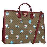 グッチ GUCCI トートバッグ GUCCI × Doraemon マイクロGGスプリーム PVC 2way ベージュ ゴールド 653952 レディース YKZ557SAM