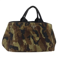 プラダ PRADA カナパ GM トートバッグ 迷彩柄 キャンバス カーキ ゴールド レディース YKZ232A