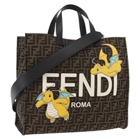 フェンディ FENDI トートバッグ FENDI x FRGMT x POKMON ズッカキャンバス カイリュウ 2way ブラック ブラウン レディース 167158SM