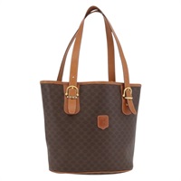 セリーヌ CELINE トートバッグ マカダムキャンバス PVCレザー ブラウン ゴールド レディース ka3549A